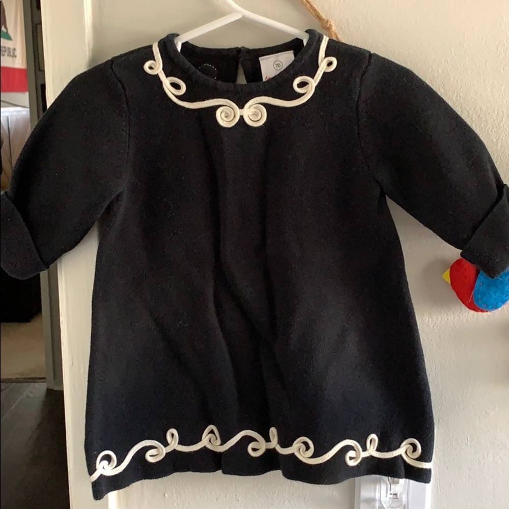 Hanna Andersson Black & White Detail Dress 6-12 mo
